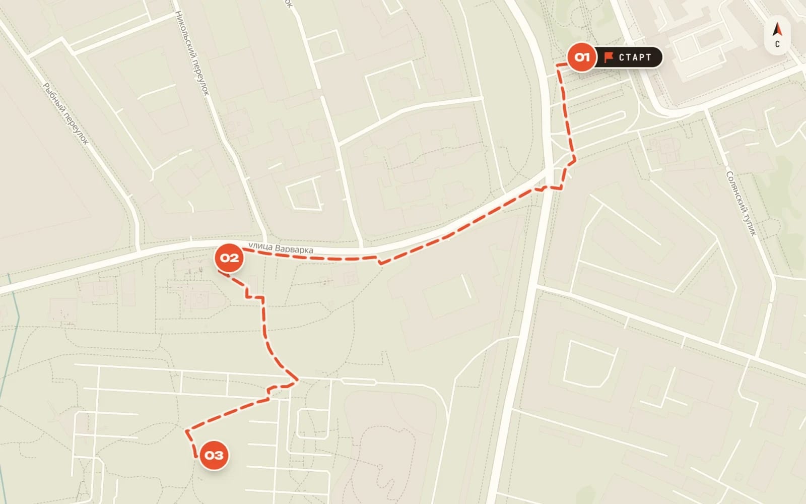 Схема прогулки Китай-город — Варварка — Зарядье